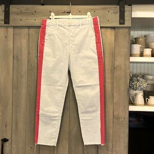 Mother Denim Cotton Twill Pants with Raspberry Pink Contrasting Trim